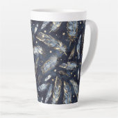 Blaue Gold Federn Sterne Milchtasse (Rechte Ecke)