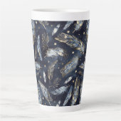 Blaue Gold Federn Sterne Milchtasse (Vorderseite)