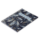 Blaue Gold Federn Sterne Notizblock (Linke Seite)