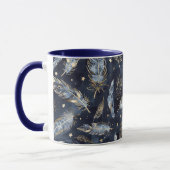 Blaue Gold Federn Sterne Tasse (Links)