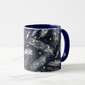 Blaue Gold Federn Sterne Tasse (VorderseiteRechts)