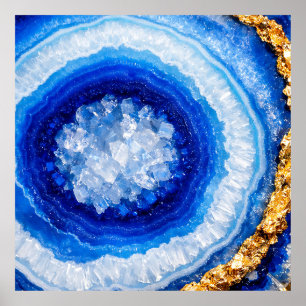 Blaue Gold-Geode Harzmuster Poster