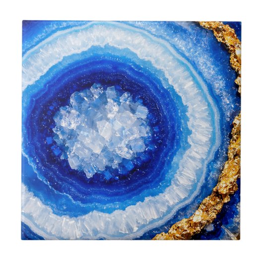 Blaue Gold-Geode-Harzstruktur Fliese (Vorderseite)