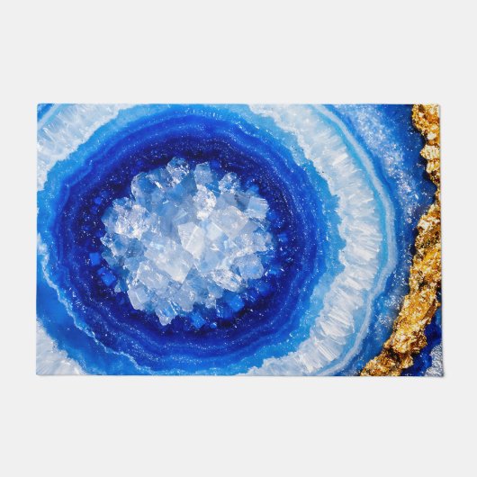 Blaue Gold-Geode-Harzstruktur Fußmatte (Vorderseite)