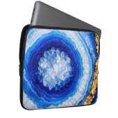 Blaue Gold-Geode-Harzstruktur Laptopschutzhülle (Vorne Rechts)