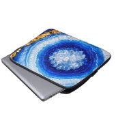 Blaue Gold-Geode-Harzstruktur Laptopschutzhülle (Vorne Knopf)
