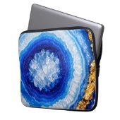 Blaue Gold-Geode-Harzstruktur Laptopschutzhülle (Vorderseite Links)