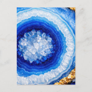 Blaue Gold-Geode-Harzstruktur Postkarte