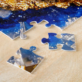 Blaue Gold-Geode-Harzstruktur Puzzle (Seite)