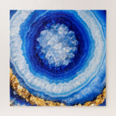 Blaue Gold-Geode-Harzstruktur Puzzle (Horizontal)