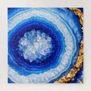 Blaue Gold-Geode-Harzstruktur Puzzle