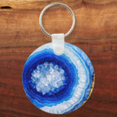 Blaue Gold-Geode-Harzstruktur Schlüsselanhänger (Rückseite)