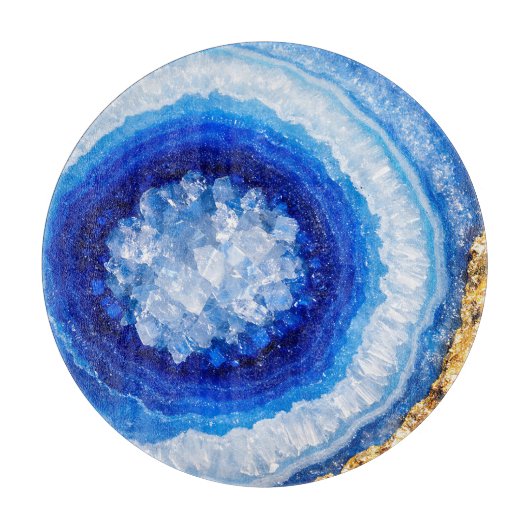 Blaue Gold-Geode-Harzstruktur Schneidebrett (Vorderseite)