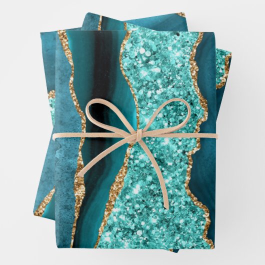 Blaue Gold Glitter-Geschenkpapierbögen Geschenkpapier Set (Beispiel)
