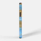 Blaue Gold Glitter Monogram Initiale iPhone Hülle (Rechte Seite)