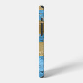 Blaue Gold Glitter Monogram Initiale iPhone Hülle (Linke Seite)