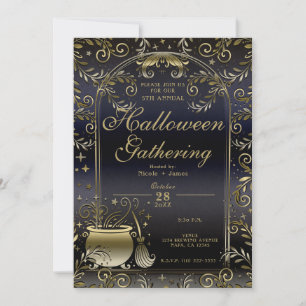 Blaue Gold Magie Whimsical Halloween-Party Einladung