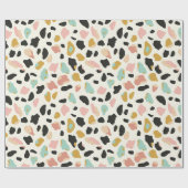 Blaue Gold Pastel Leopard Flecken Geschenkpapier (Flach)