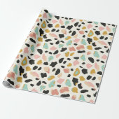 Blaue Gold Pastel Leopard Flecken Geschenkpapier (Ungerollt)