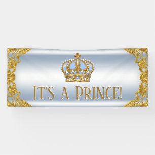 Blaue Gold Prinz Baby Shower Banner