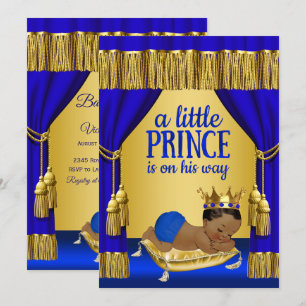 Blaue Gold Prinz Ethnische Babyparty-Einladungen Einladung