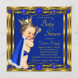 Blaue Gold Prinz Juwel Baby Shower Einladung