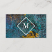 Blaue Gold-Rost-Metallstruktur Monogramm Initiale Visitenkarte (Vorderseite)