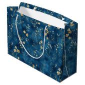 Blaue Gold Schmetterlinge Brautparty Große Geschenktüte (Rückseite Schrägansicht)