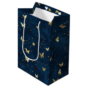 Blaue Gold Schmetterlinge Brautparty Mittlere Geschenktüte
