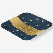 Blaue Gold Schmetterlinge Hochzeit Pappteller (Gewinkelt)