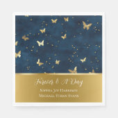 Blaue Gold Schmetterlinge Hochzeit Serviette (Vorderseite)
