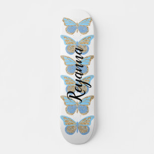 Blaue Gold Schmetterlinge Personalisiert Skateboard