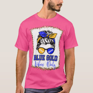 Blaue Gold Schwingungen Nur Fußball Frauen Leopard T-Shirt