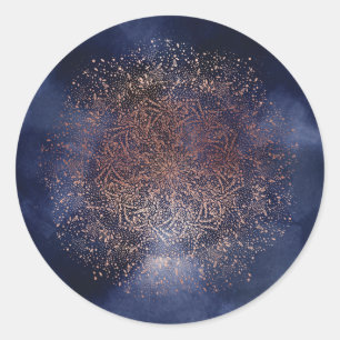 Blaue Gold-Sparkling-Weihnachtsfeiertags-Runde Auf Runder Aufkleber