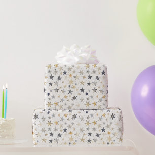 Blaue Gold Sterne Geburtstag Geschenkpapier