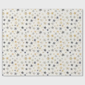 Blaue Gold Sterne Geburtstag Geschenkpapier (Flach)
