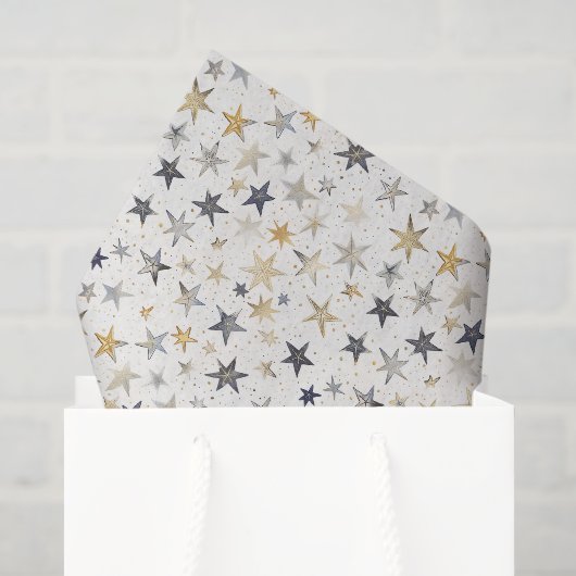 Blaue Gold Sterne Geburtstag Seidenpapier (Geschenktüte)