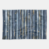 Blaue Gold Streifen Punkte Geschirrtuch (Horizontal)