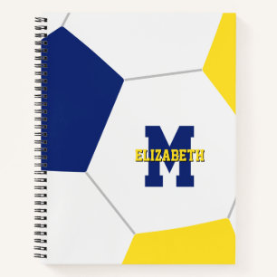 blaue Gold-Teamfarben monogrammierte Fußball Notizblock