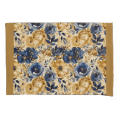 Blaue Gold- und Tan-Floral-Standardpillowcase Kissenbezug (Vorderseite)