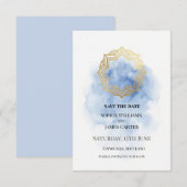 Blaue Gold-Wasserfarben-Hochzeit Save The Date (Vorne/Hinten)