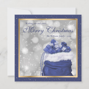 Blaue Gold Weihnachtsgeschenke Sterne Feiertagskarte
