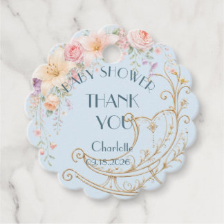 Blaue Gold Wiegen Baby Shower Dankeschön Favor Tag Geschenkanhänger