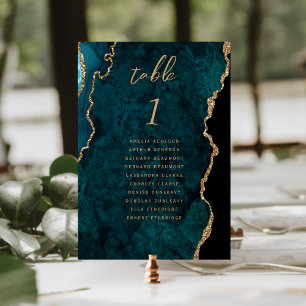 Blaue Goldachat-Hochzeit Tischnummer