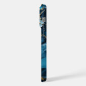 Blaue Goldadern Achat Monogramm iPhone Hülle (Linke Seite)