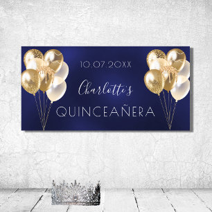 Blaue Goldballons aus Quinceanera Party Poster