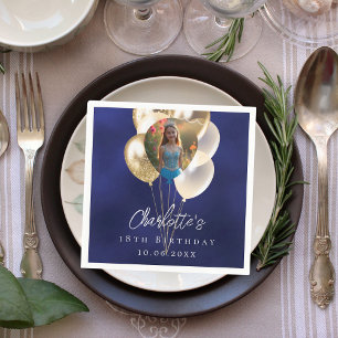 Blaue Goldballons Foto Serviette