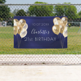 Blaue Goldballons Party Banner