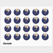 Blaue Goldballons Runder Aufkleber (Blatt)