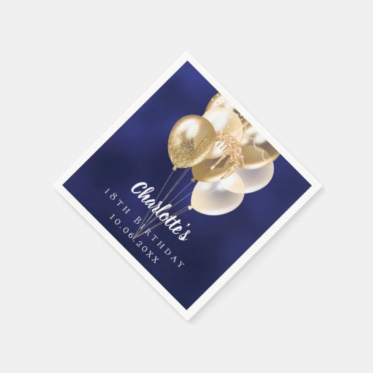Blaue Goldballons Serviette (Ecke)